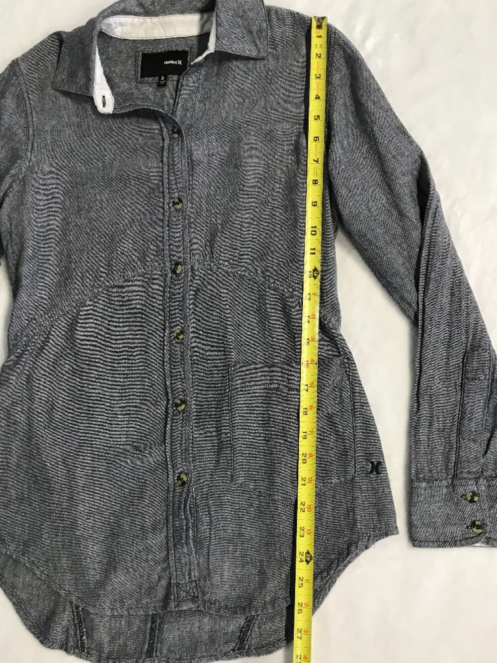Hurley Ex-Boyfriend Wilson Fit Shirt S 100% Cotton Charcoal Gray - Picture 6 of 13